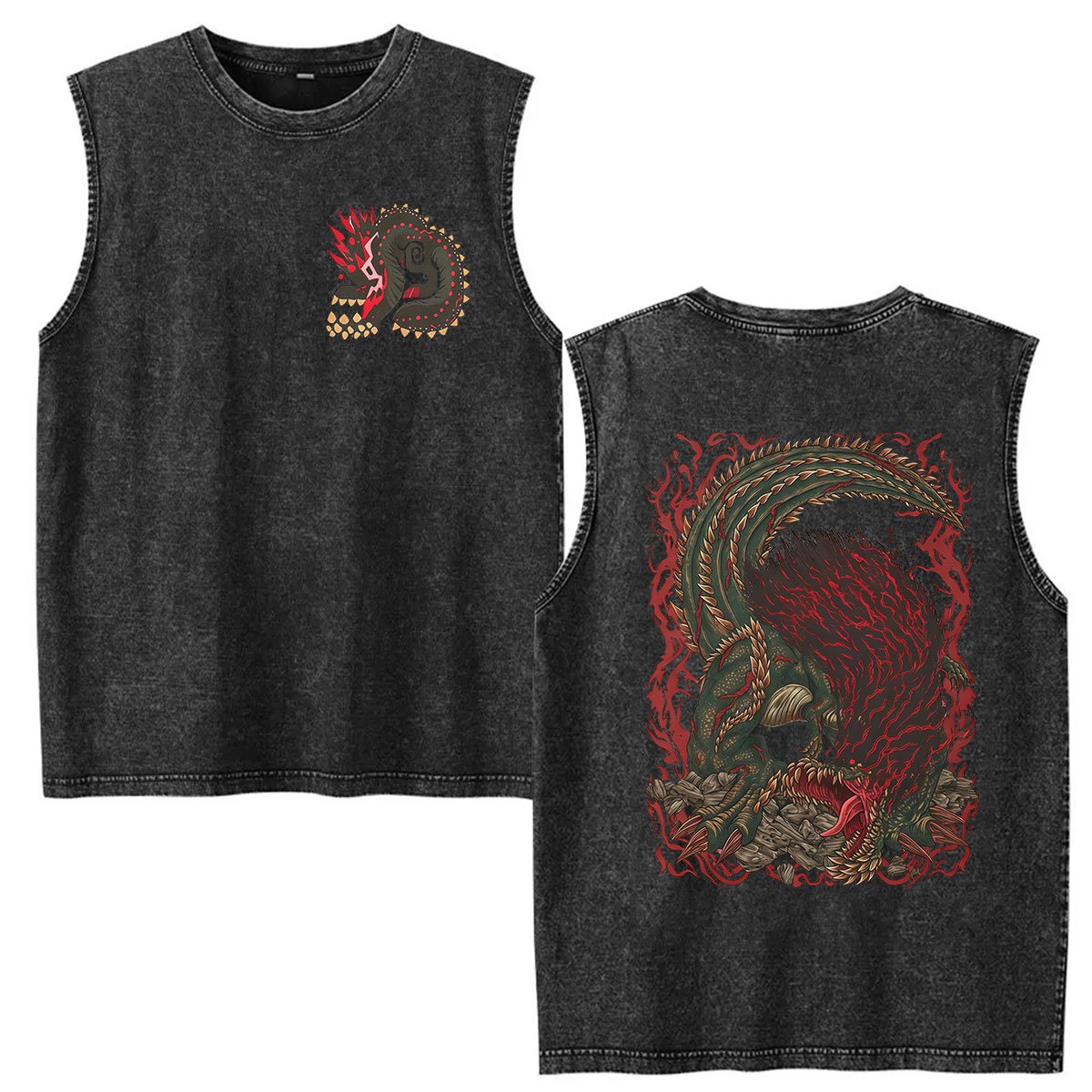 Vintage Fashion World - Kaos Vest Vintage Washed Monster Hunter