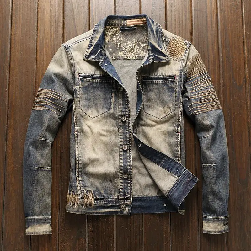 Vintage Fashion Korea - Jaket Koboi Pria Musim Gugur Korea