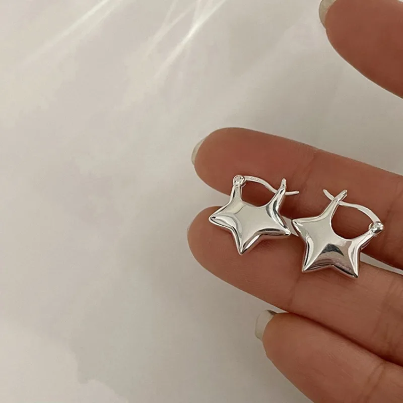 Vintage Fashion Korea - Anting-anting Hoop Pentagram klasik trendi baru