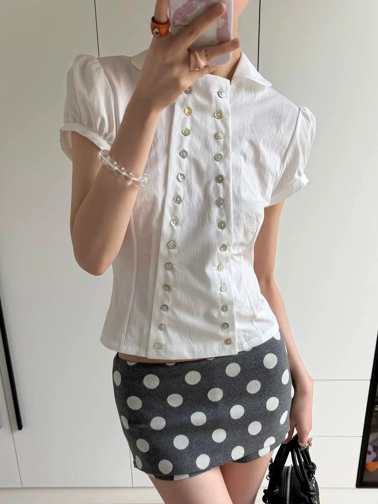 Vintage Fashion Korea - Blus Kerah Peter Pan Estetika Y2K