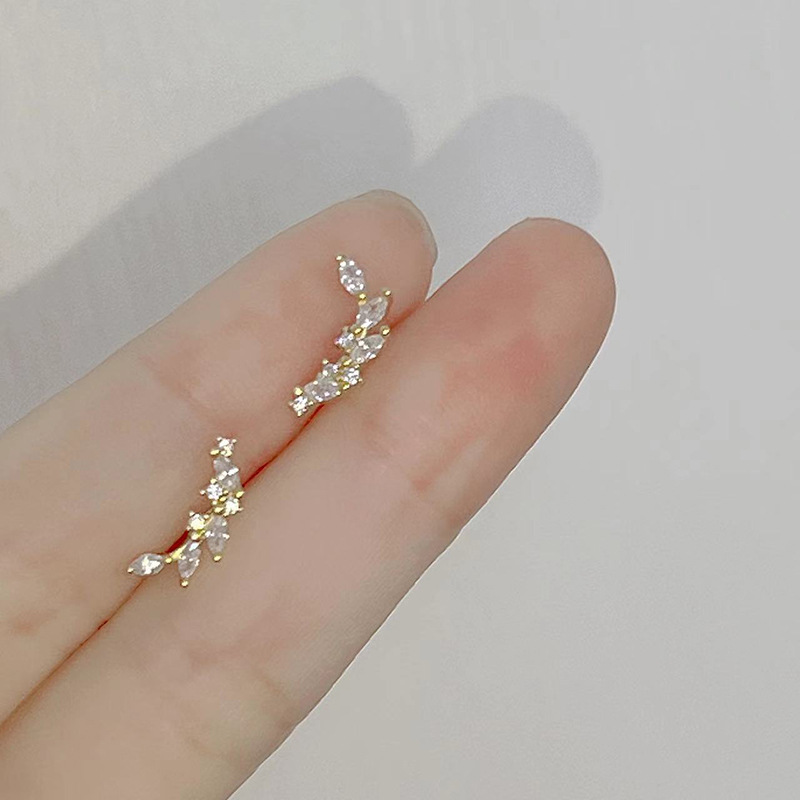 Vintage Fashion Korea - Anting-anting kancing gandum zirkon berkilau indah