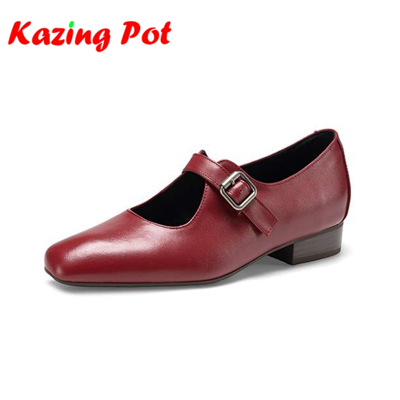 Vintage Style Women Fashion - Krazing Pot Sepatu Hak Rendah Kulit