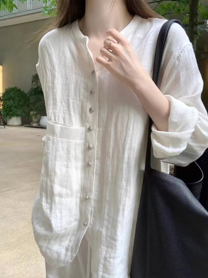 Kemeja Linen Putih Wanita Peli - Vintage Fashion Meaning ulasan dan harga