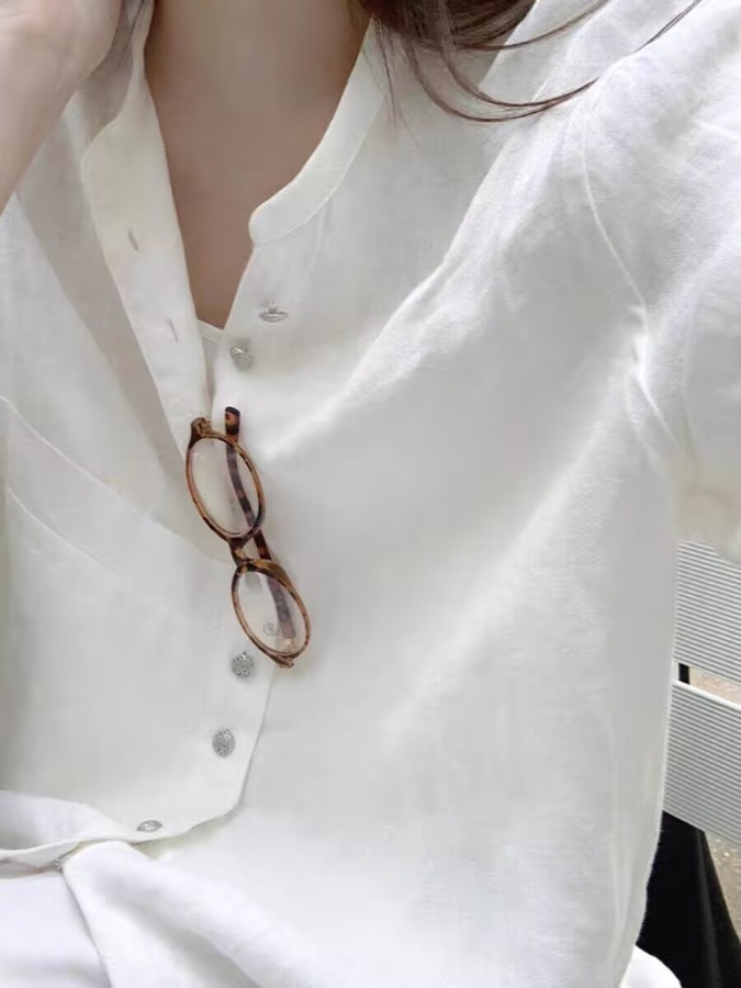 Kemeja Linen Putih Wanita Peli - Vintage Fashion Meaning ulasan dan harga