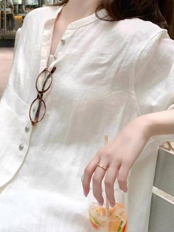 Kemeja Linen Putih Wanita Peli - Vintage Fashion Meaning ulasan dan harga