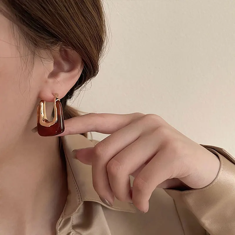 Anting Simpai Persegi Geometri - Vintage Fashion Korea ulasan dan harga