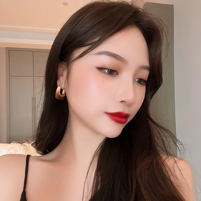 Anting Simpai Persegi Geometri - Vintage Fashion Korea ulasan dan harga