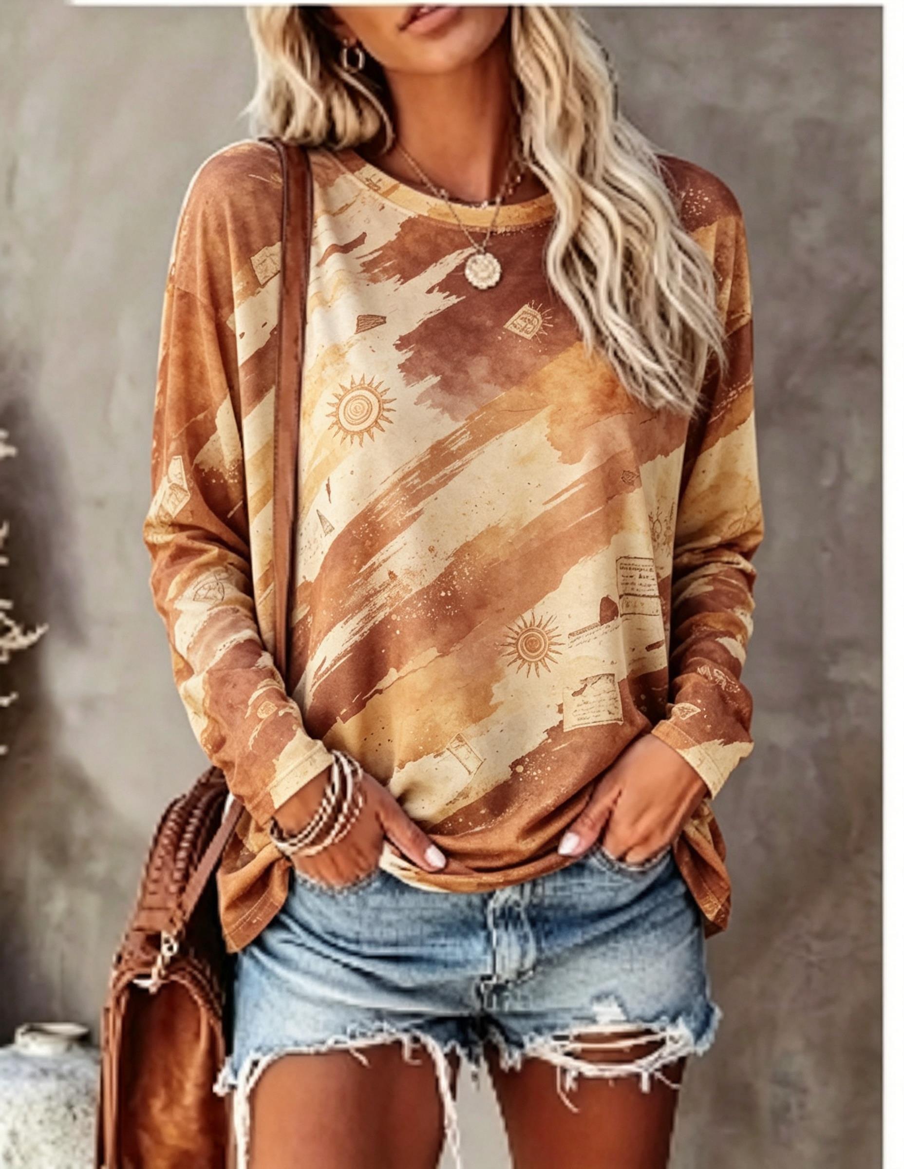 Kaos Lengan Panjang Wanita, Mo - Tie Dye Shirt Vintage ulasan dan harga