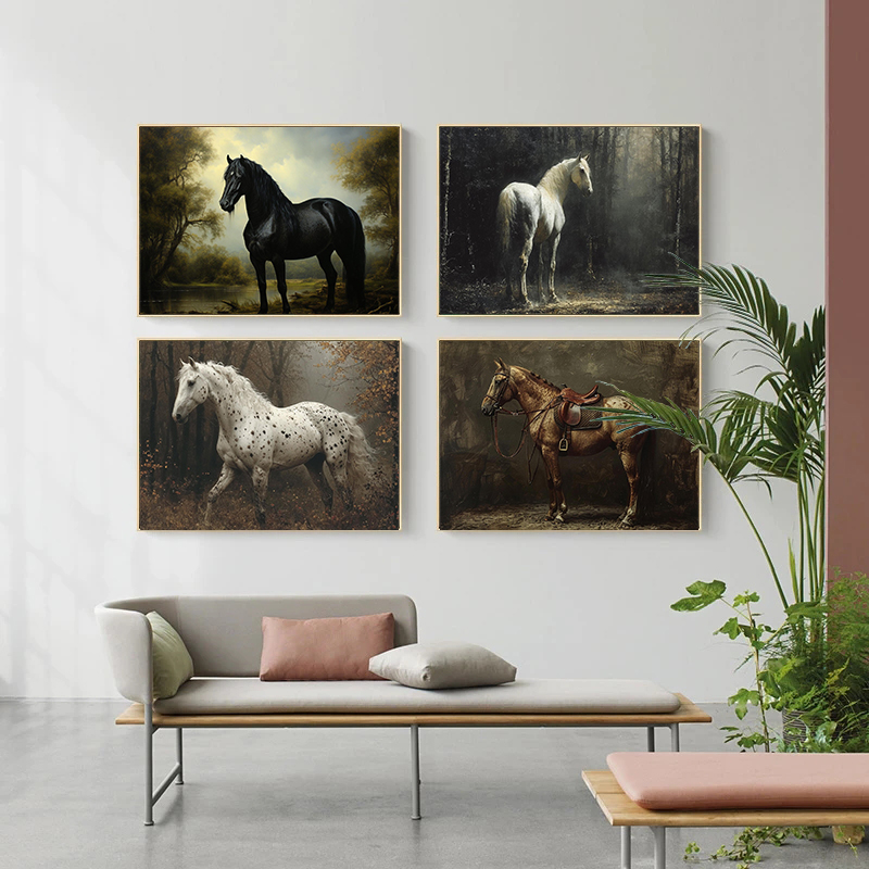 1 Buah Poster Kuda Antik Tanpa - Vintage Fashion Wall Art ulasan dan harga