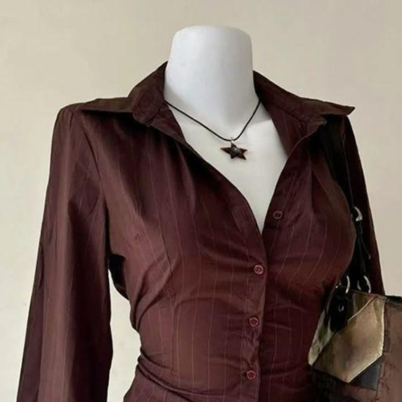 Kemeja Klasik Retro Baru Musim - Vintage Fashion Korea ulasan dan harga