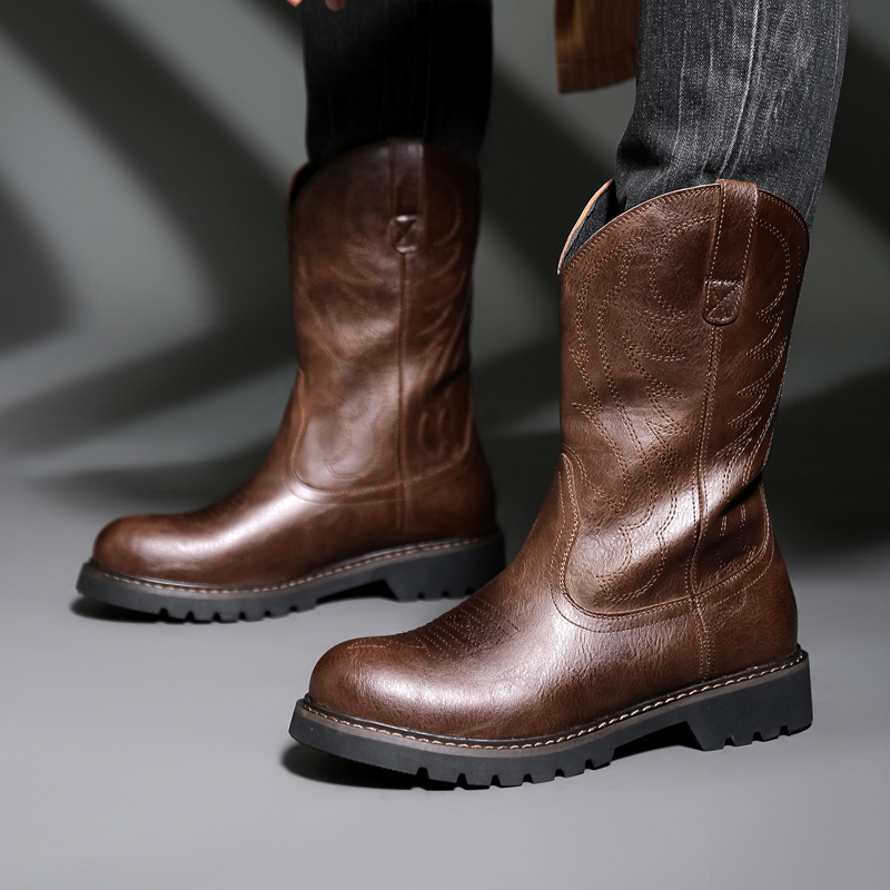Sepatu Bot Koboi Pria Fashion  - Vintage Fashion Boots ulasan dan harga