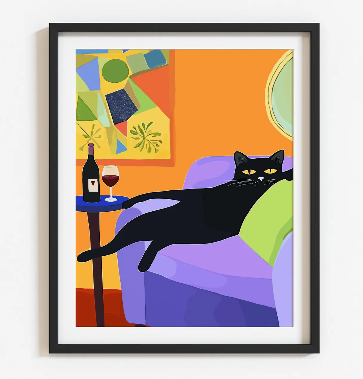 Retro Hitam Kucing Anggur Seni - Vintage Fashion Wall Art ulasan dan harga