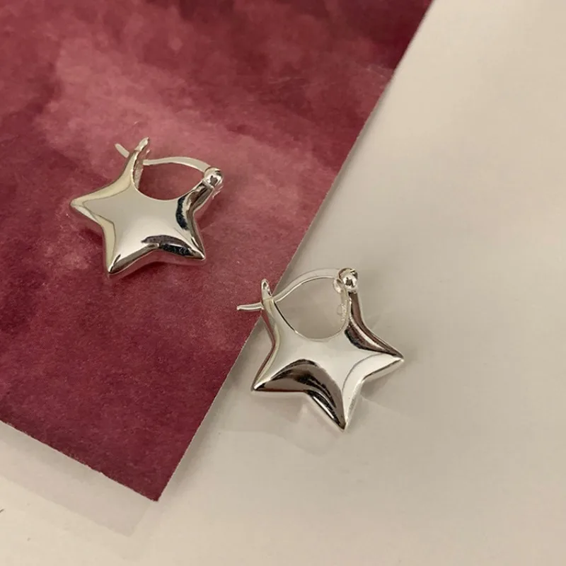 Anting-anting Hoop Pentagram k - Vintage Fashion Korea ulasan dan harga