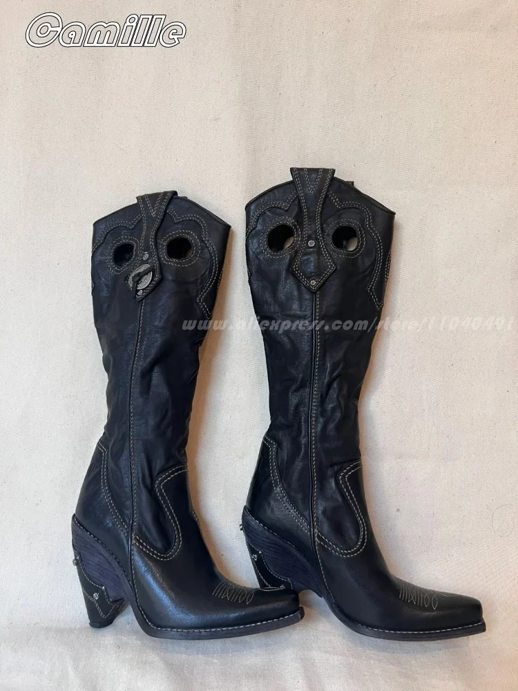 Sepatu bot kulit jari persegi  - Vintage Fashion In 2025 ulasan dan harga