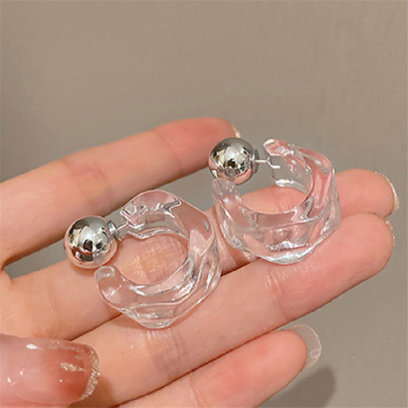 Anting-anting Hoop berbentuk C - Vintage Fashion Korea ulasan dan harga