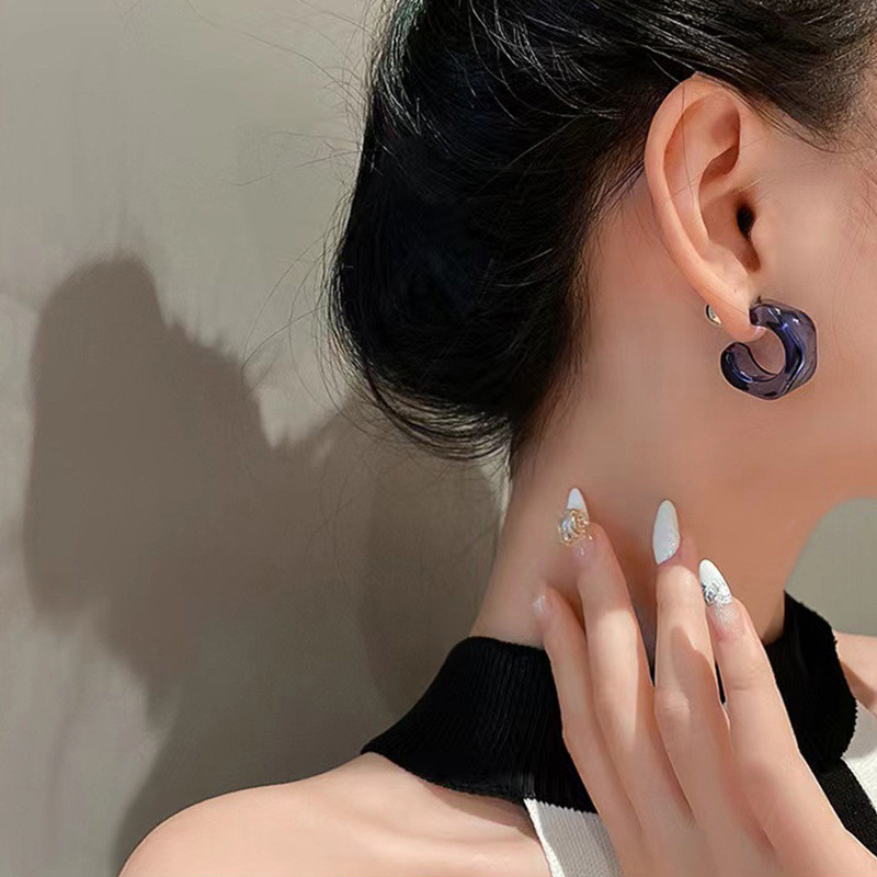Anting-anting Hoop berbentuk C - Vintage Fashion Korea ulasan dan harga