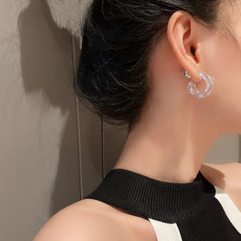 Anting-anting Hoop berbentuk C - Vintage Fashion Korea ulasan dan harga