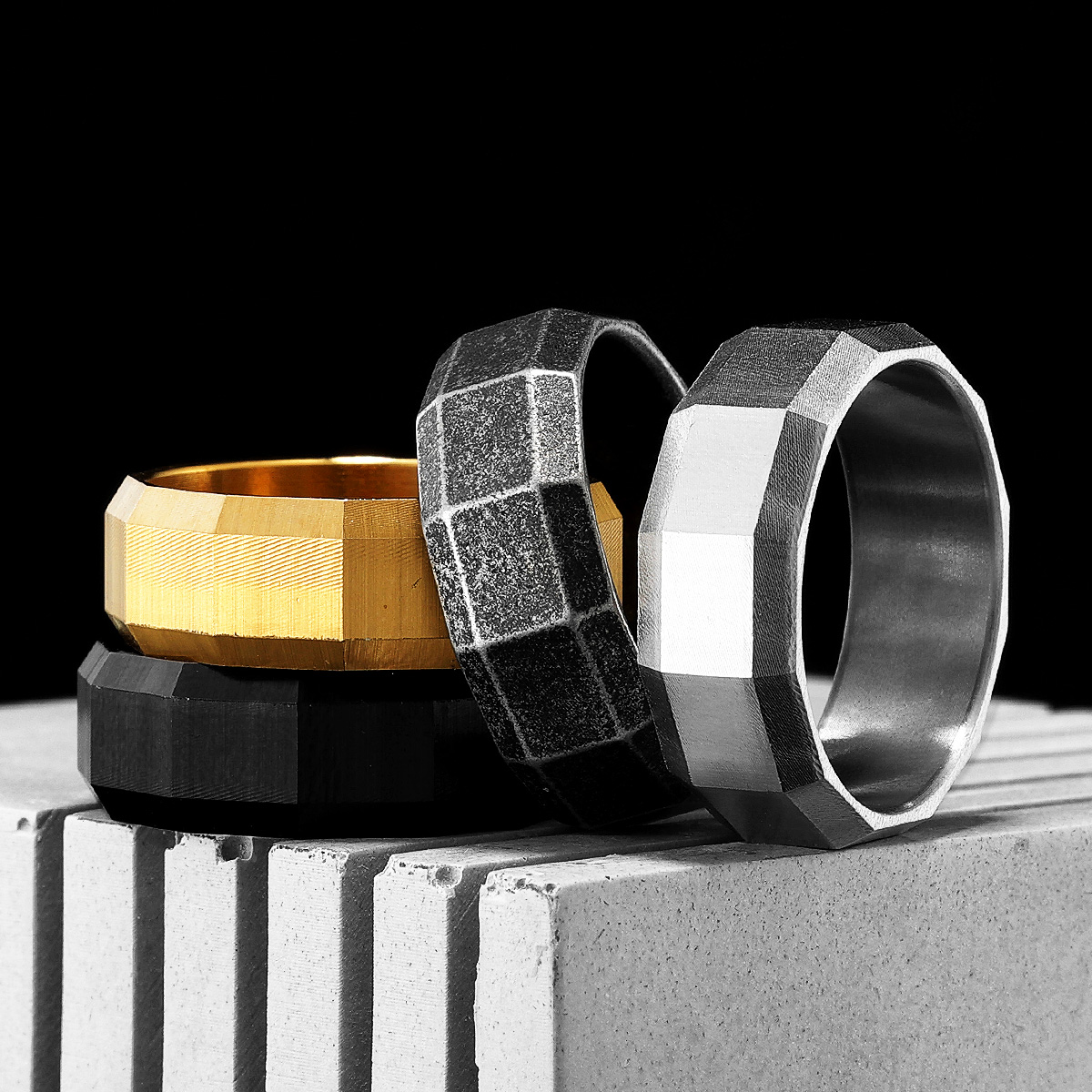 Geometris potongan cincin pria - Vintage Fashion Newtown ulasan dan harga